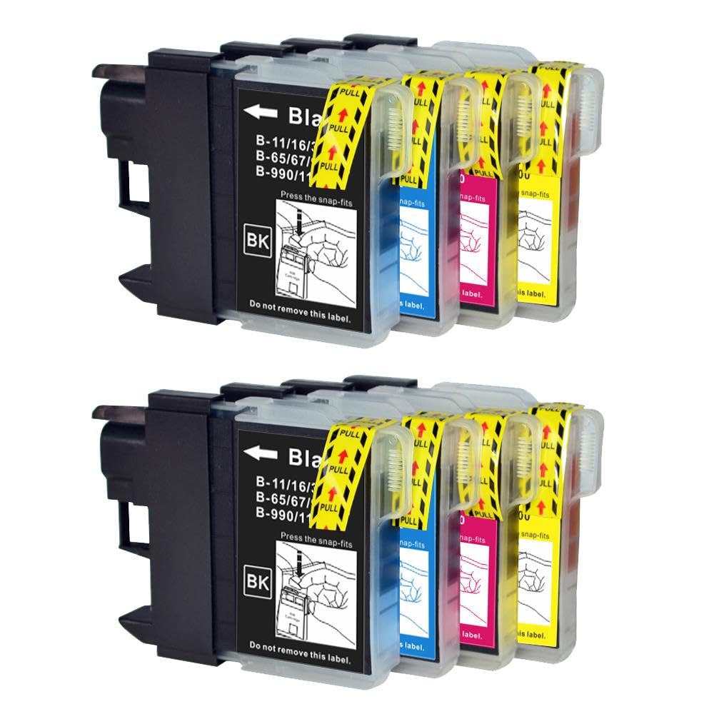 2 Go Inks Set of 4 Cartridges to replace Brother LC980 & LC1100 Compatible/non-OEM for Brother DCP & MFC Printers (8 Inks), Black, Cyan, Magenta, Yellow, High Capacity