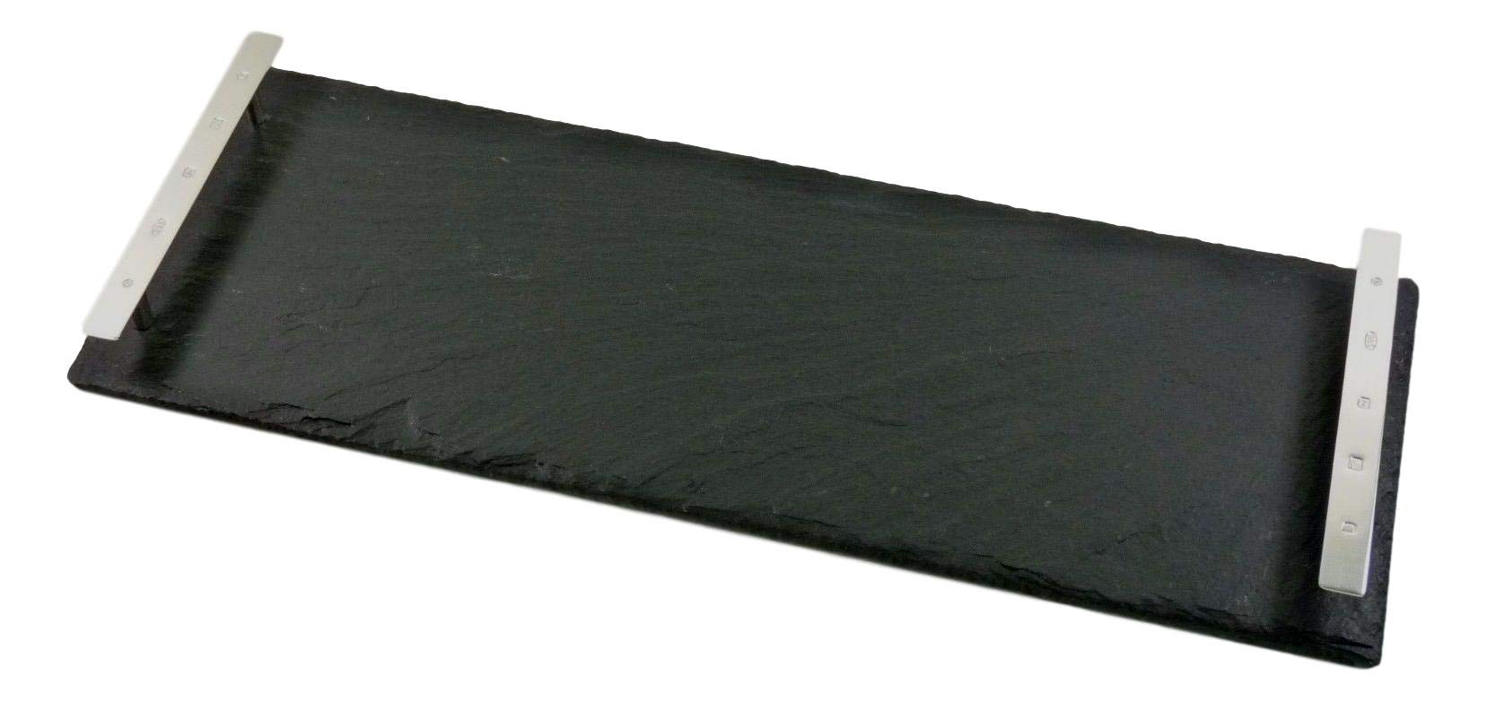 Merritt Robinson Sterling SILVER - Modern Scottish Slate Tray/Cheese Board with Silver Handles