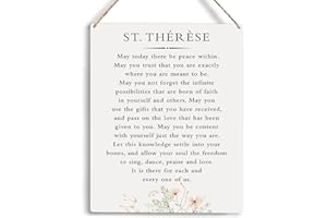 YCYD Inspirational Wall Art St. Therese Quote May Today There Be Peace Within Wooden Hanging Sign Literary Home Decor Home Office Church School Decor Great Catholic Gift 10x8 Inches