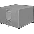 OutdoorLines Outdoor Waterproof Patio Ottoman Covers - Square UV-Proof Patio Side Table Cover Windproof Heavy-Duty Furniture Covering Protector 28L x 28W x 17H Inch, Grey