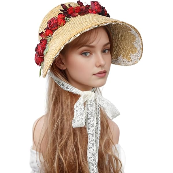 Women Sun Hat Wide Brim Straw Hat with Lace Ribbon Packable  display picture 3