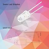 NOVELTY PLACE 100 Pcs 5mm LED Diodes White Red Yellow Green Blue 2V-3V 20mA view 3