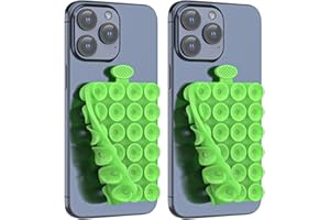 ZZGX Upgrade 2PCS Silicone Suction Cup Phone Case Mount Holder, Phone Accessory Holder Non Slip Phone Suction Cup Mat for Mirror Bathroom Home Kitchen (Crystal Green, Double Sided)