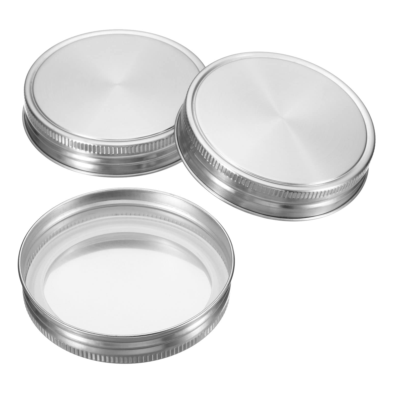 Photo 1 of PATIKIL 86mm Wide Mouth Stainless Steel Mason Jar Lids, 1Set/3 Pack Canning Jars Caps with Silicone Sealing Ring for Kitchen Storage