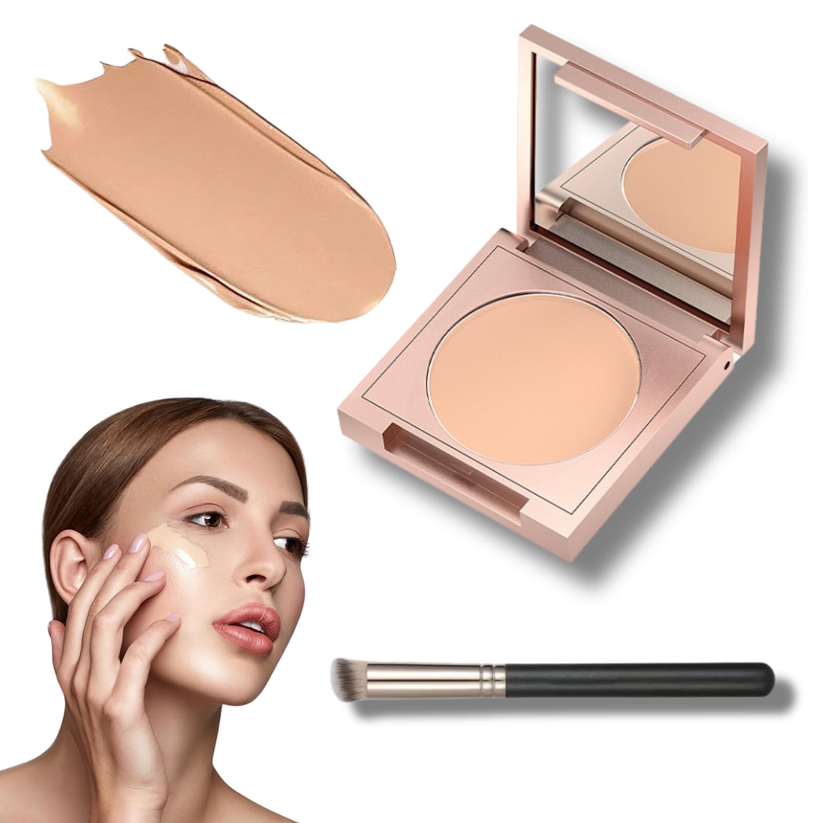 Coloured Clay Under Eye Corrector,Colored Clay Cc Undereye Corrector With Brush,Natural Color Correctors For Dark Circles,Waterproof And Light Long Lasting Foundation Hydrating Under Eye Makeup1