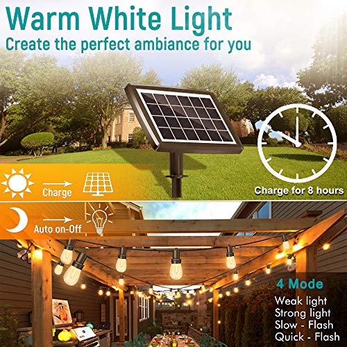 48FT Solar String Lights Outdoor Waterproof Shatterproof Vintage