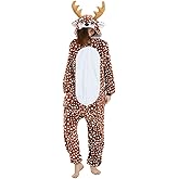 ANBOTA Reindeer Costume Deer Onesie for Adult Women Men Halloween Pajama