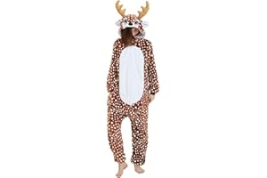ANBOTA Reindeer Costume Deer Onesie for Adult Women Men Halloween Pajama