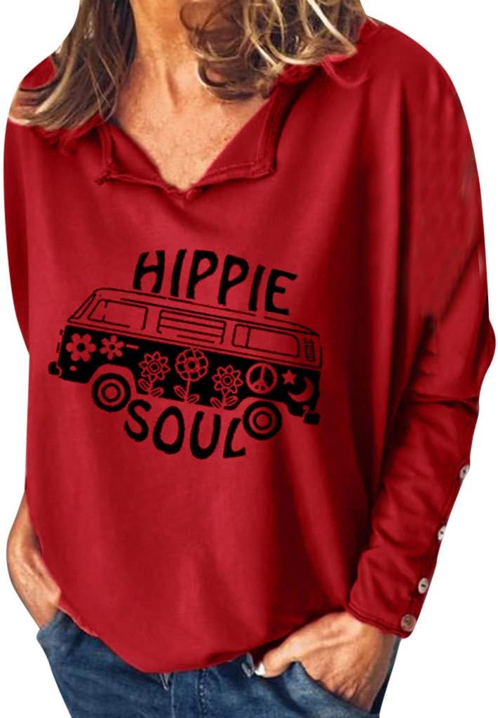 LEKODE Women T-Shirts Fashion Printed Long Sleeve Coat