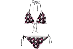 JEOCODY Women's High Waist Halter Bikini Set Two Piece Swimsuits Triangle Bikini Sets