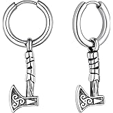 FaithHeart Viking Raven Earrings for Men Sturdy Stainless Steel Punk Rock Earrings Lightweight Hypoallergenic Ear Jewelry with Gift Box