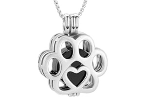 Oinsi Pet Cremation Jewelry For Ashes For Dog/Cat Paw Stainless Steel Memorial Locket Urn Necklace Inside Mini Case Keepsake Cremation Jewelry Women Men