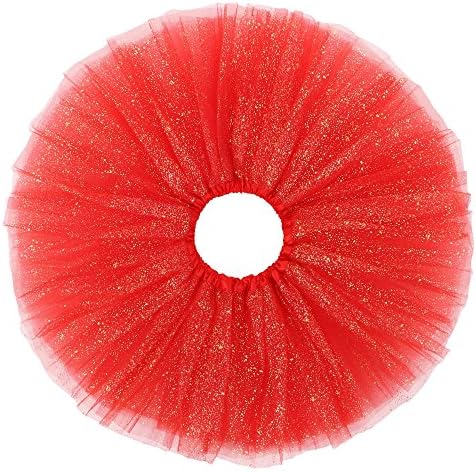 HalconiaGirl 4-Layered Tutu Skirt Dance Ruffle Ballet Tulle w/Sparkling Sequins