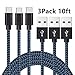 Type C Cable, AOKER 3 Pack 10ft(3m) [New] Nylon Braided Fast Type C Charging Cord for Samsung Galaxy S8, S8 plus , ZTE Zmax Pro Z981, Google Pixel/Pixel XL, Nexus 6p, LG G6 (10ft(3m) Black Blue)