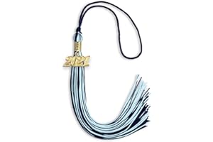 Endea Graduation Mixed Double Color Tassel with Gold Date Drop (Navy Blue/Light Blue, 2021)