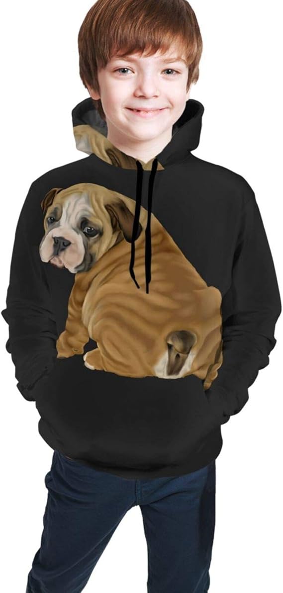 Amazon Co Jp 英語ブルドッグ子犬 パーカー ボーイズ ガールズ ファッション カーディガン キャップ付き 長袖 カジュアルウェア プルオーバー 服 ファッション小物