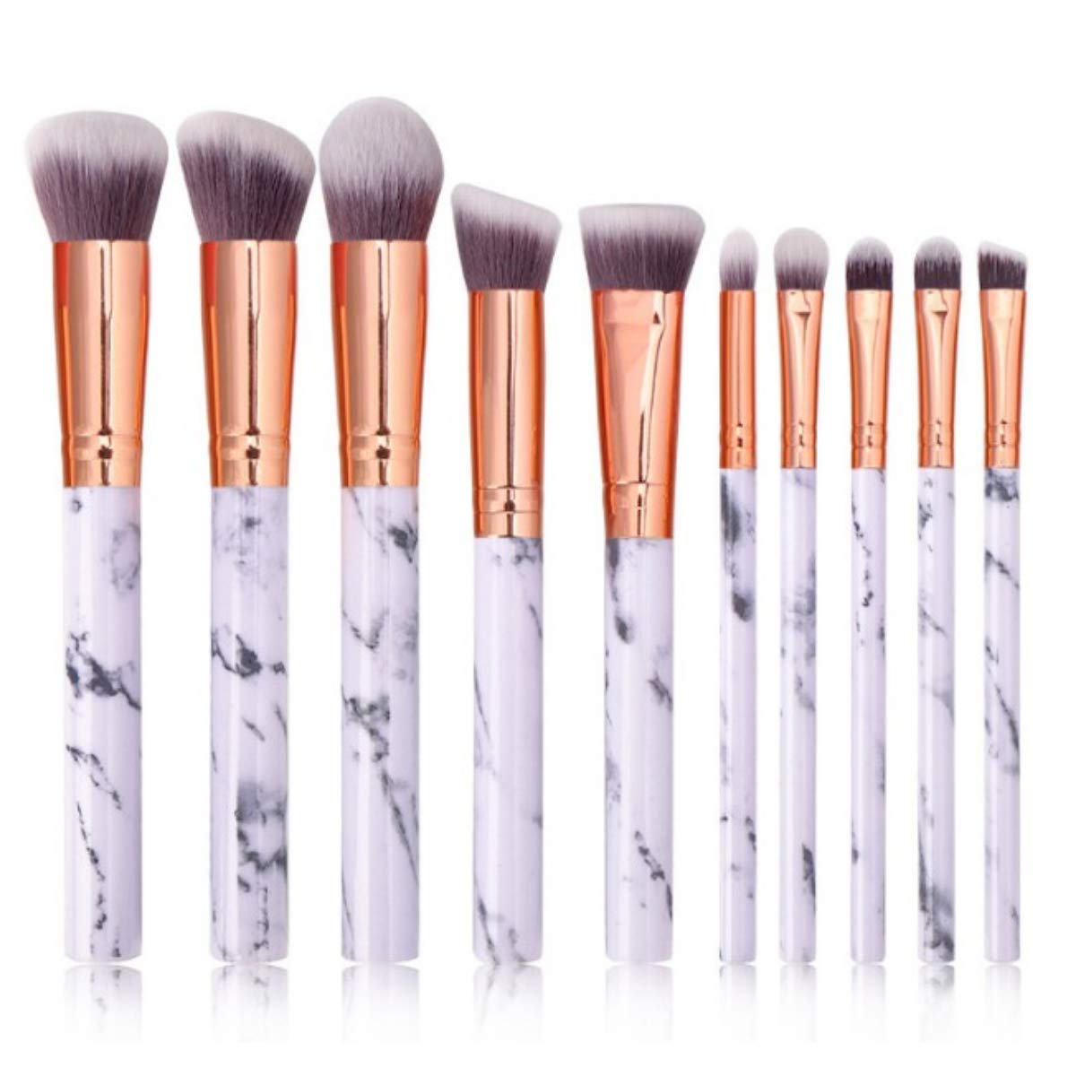 ZMA Makeup Brushes Set of 10pcs, Synthetic Makeup Brush Beauty Tool, for Eye Shadow, Powder Blush, Foundation Powder, Concealer Lip & Trimming - Marble Professional Makeup Brush Set (Grey)