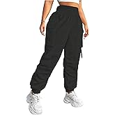 OYOANGLE Women's Plus Size Cargo Pants Elastic High Waisted Ruched Workout Joggers Pants Streetwear