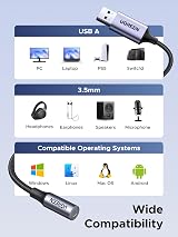 UGREEN USB to 3.5mm Jack Audio Adapter USB DAC TRRS Mic Headset Xbox PS4 Switch view 7