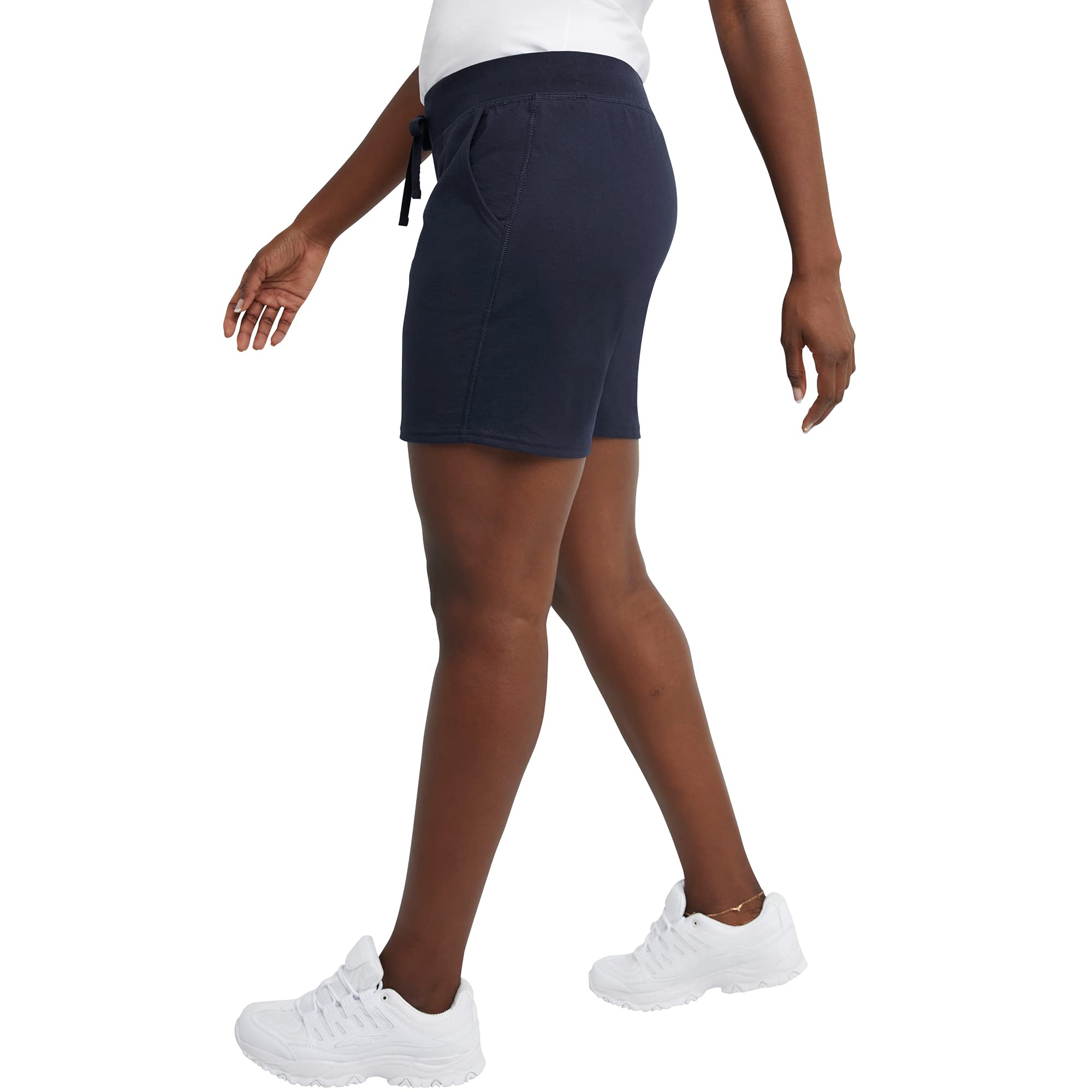 Hanes Women's Jersey Pocket Shorts, Drawstring Cotton Jersey Shorts, 7