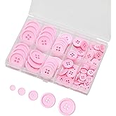 Lilaly 100 pcs Buttons for Crafts Buttons, Button DIY Buttons, Mixed Sewing Buttons, 5 Sizes of Round Mixed Buttons Suitable for for Crafts, Coats, Shirts, Pants, Shorts and More(Pink)