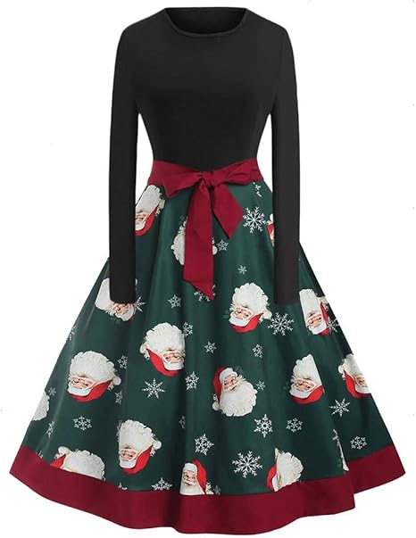 Rockabilly Kleider Damen Lang mit ärmel, 1950er Vintage ...