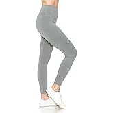 Leggings Depot Women's 7/8 Workout Leggings Tummy Control Active Yoga Pants, Light Gray, 2X