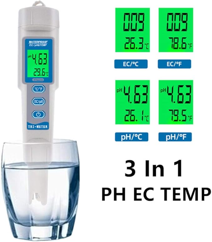 Nieuwe Digitale 3 In 1 PH EC TEMP Meter Multiparameter