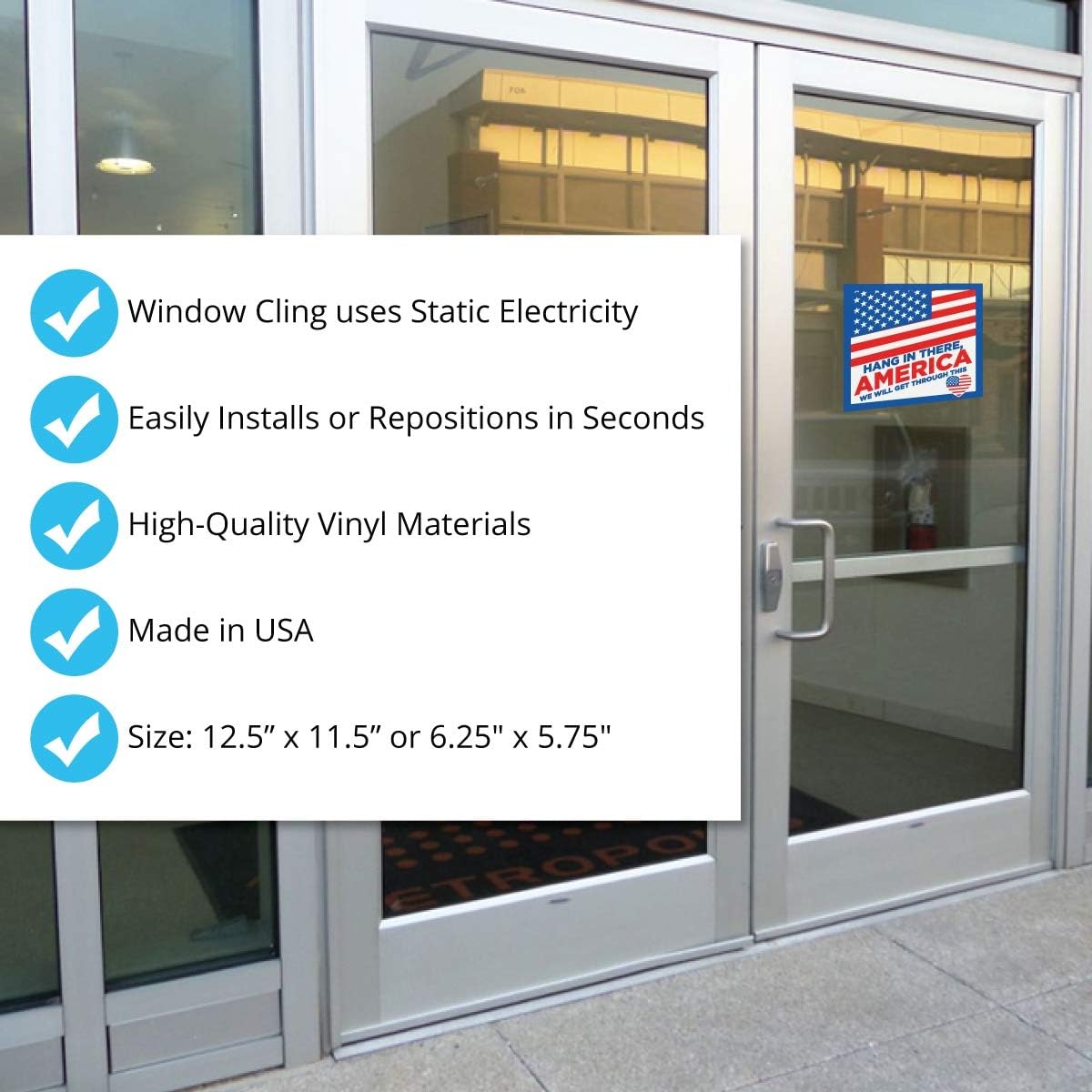 Hang in There America 6.25”x5.75” NonStick Vinyl Window