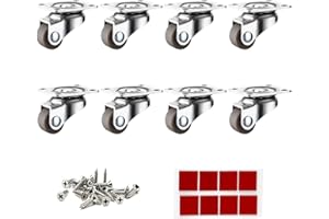 LUXINIKA Mini Caster Wheels 0.5 Inch Low Profile Rubber Tiny Swivel Casters, Steel Top Plate Self Adhesive Caster Wheels for Small Appliances, Furniture, Toy Cart Storage Boxes & Bins 8 Pack