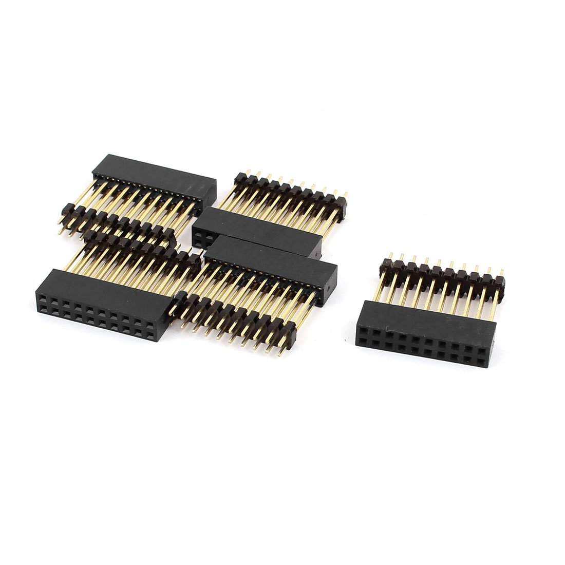 sourcing map 5 Pcs 2mm Pitch 2x10 Pin Female Dual Row Gold Straight Header Strip