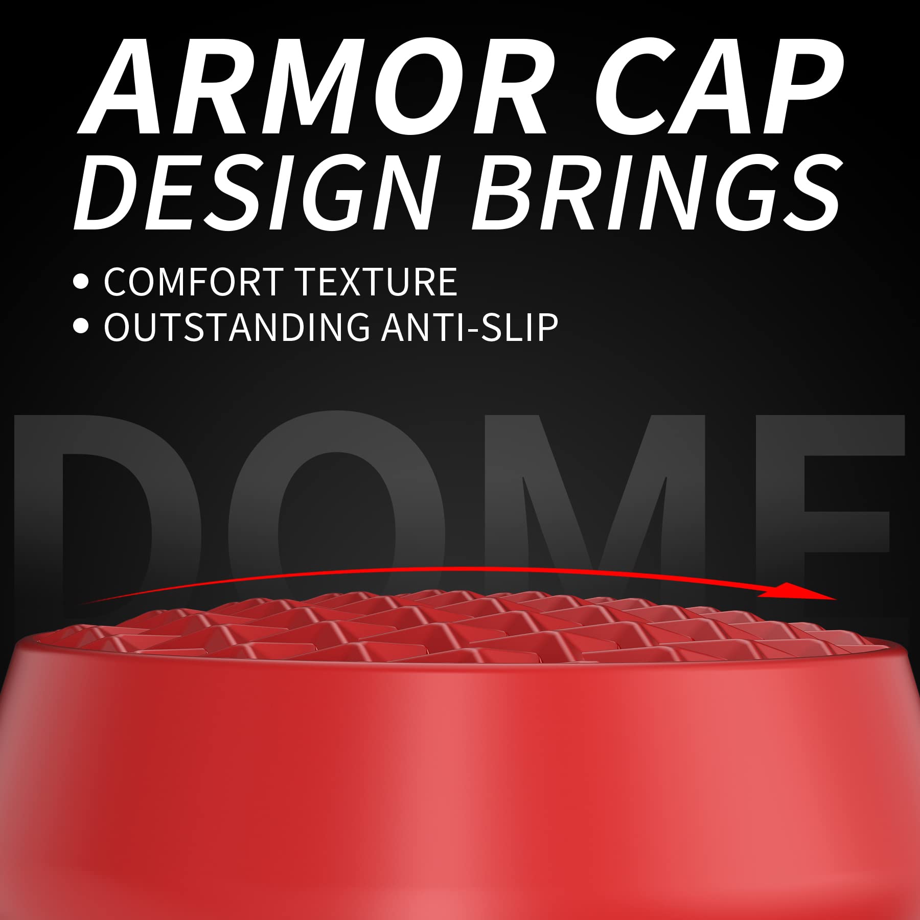 PlayVital Thumbs Pro ARMOR Thumbstick Extender for ps5 Controller, Joystick Caps Grip for ps5 Controller - 2 High Raise and 2 Mid Raise Dome - Scarlet Red & Black
