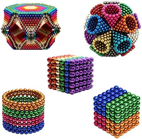 truwire Magnetic Cube 216pcs Rolytoy Magnets Blocks Magnetic Sculpture Holders Square Cube Children's Puzzle Magic Cubes DIY Educational Toys for Kids (Colorful 1, 5mm with a Storage Bag & Cut Card )