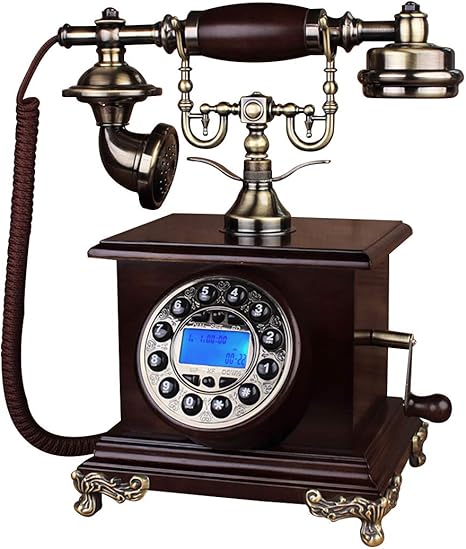 Amazon Hsbais ソリッドウッドレトロな電話 固定電話 クラシックオールドスタイル古い電話 オフィス電話をダイヤルするボタン 置物 オブジェ オンライン通販