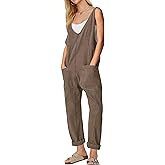 EXLURA Womens High Roller Denim Bib Jumpsuits Casual Loose Sleeveless Baggy Overalls Jeans Pants Jumpers with Pockets