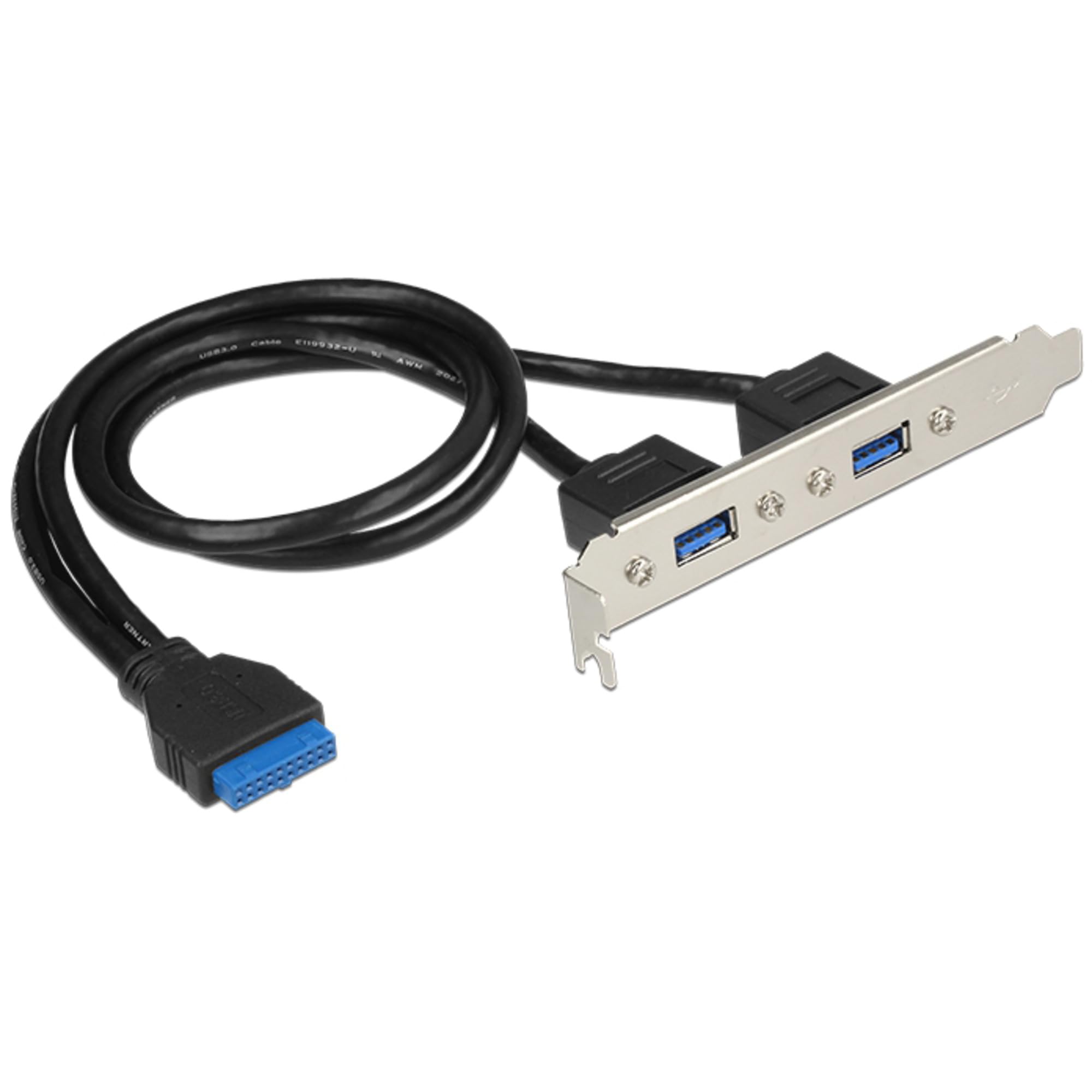 DeLOCK Slotblech - USB 3.0 2xPort extern / 1x Pfostenfemale - intern UNC Gewinde 50cm