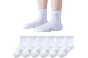 EPEIUS Kids Girls' Cushioned Socks Thick Cotton Running Socks Ankle Athletic Socks Short Sports Quarter Socks 5-15 Years
