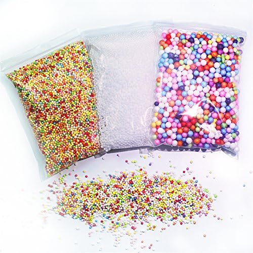 3 Pack Foam Balls for Slime SCONFID 0.1-0.35 Inch Mini Colorful Styrofoam Balls Beads for Kid's DIY Craft, Wedding and Party Decorations