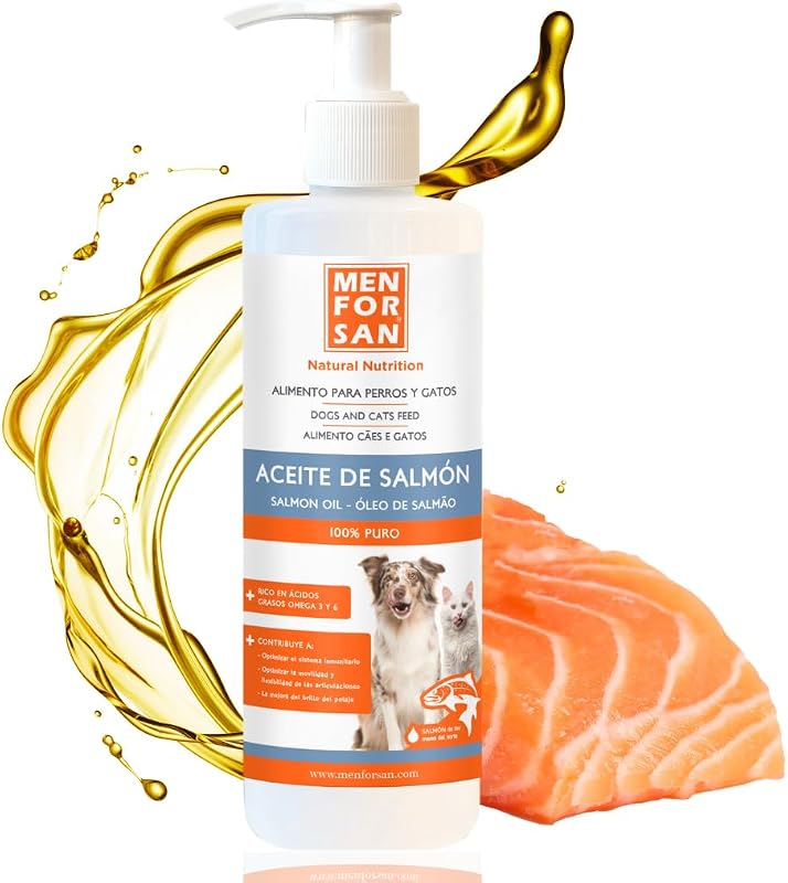 Olio di Salmone per cani e gatti 500ml, Arricchisce la dieta Quotidiana, Molteplici Benefici