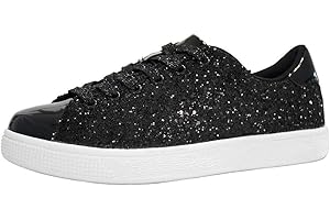 LUCKY STEP Glitter Sneakers Lace up | Fashion Sneakers | Sparkly Shoes for Women