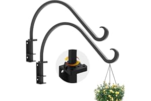 FOOZET Swivel Plant Hanger for Hanging Plant, Plant Hanging Holder,Heavy Duty Black Iron Plant Hanger Brackets for Hanging Planters and Flowers Baskets Planter Outdoor (2 Pcs-12 Inches)