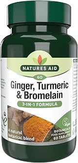 Natures Aid Ginger Turmeric & Bromelain 60 Tablets High Strength Vegan
