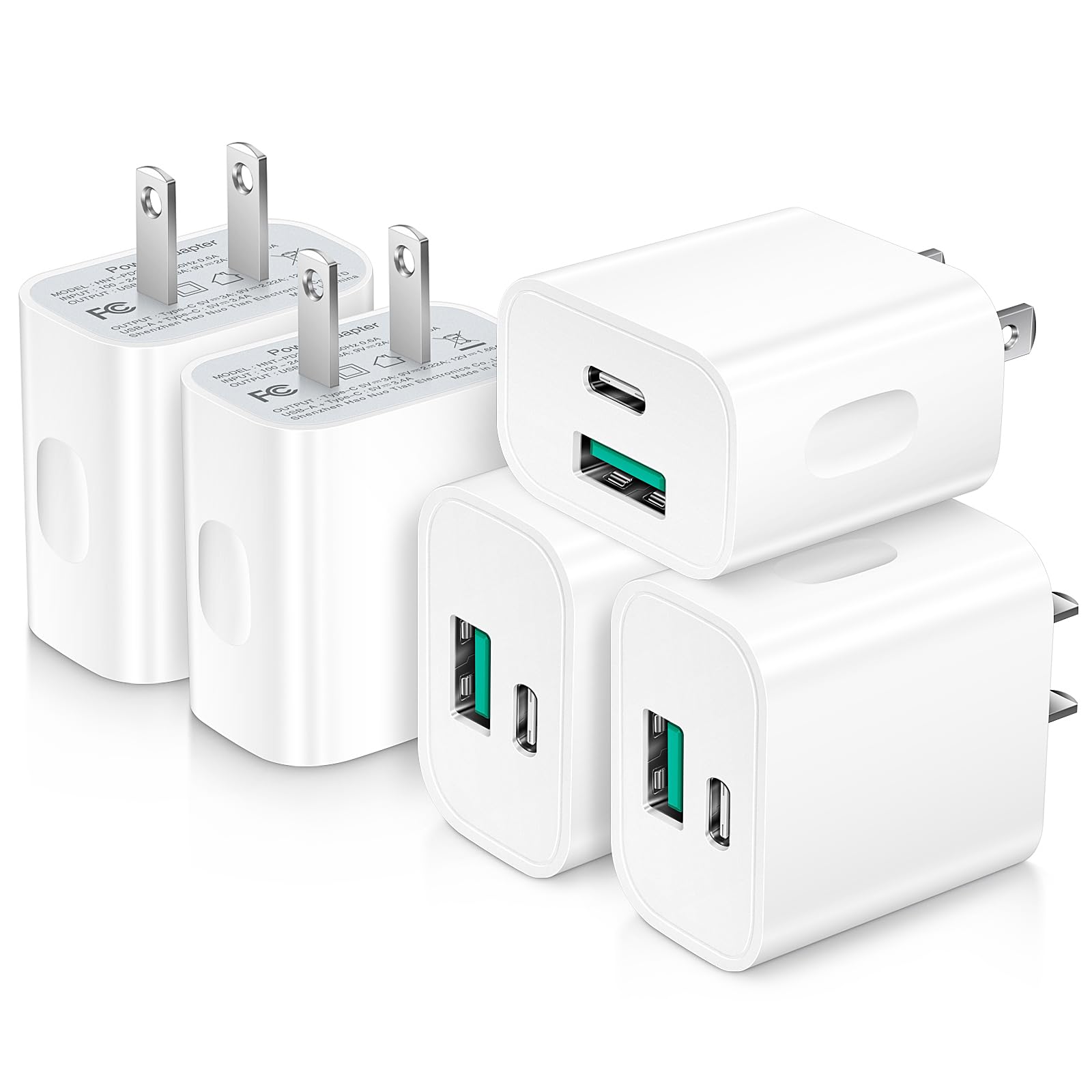 USB C Charger Block, TypeC Charging Blocks 5Pack, 20W PD Quick Fast Charger Box Brick Cube Compatible with iPhone 16/15/14 Pro Max/14 Plus/13 Pro/12 Pro/AirPods/iPad/Galaxy,Pixel 4/3