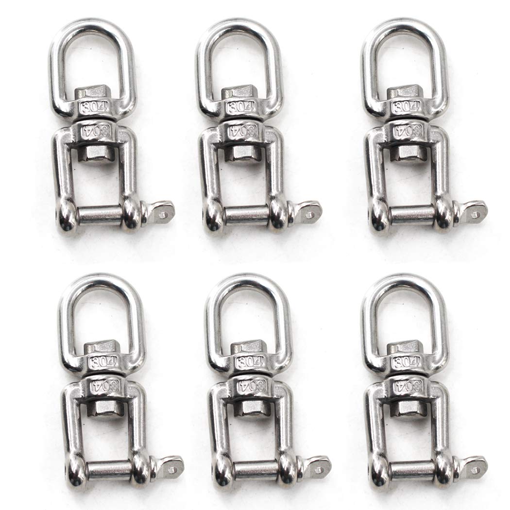 Flomore M4 Jaw And Eye Swivel Shackle 304 Stainless Steel Boat Anchor Chain Connectors (Pack of 6)