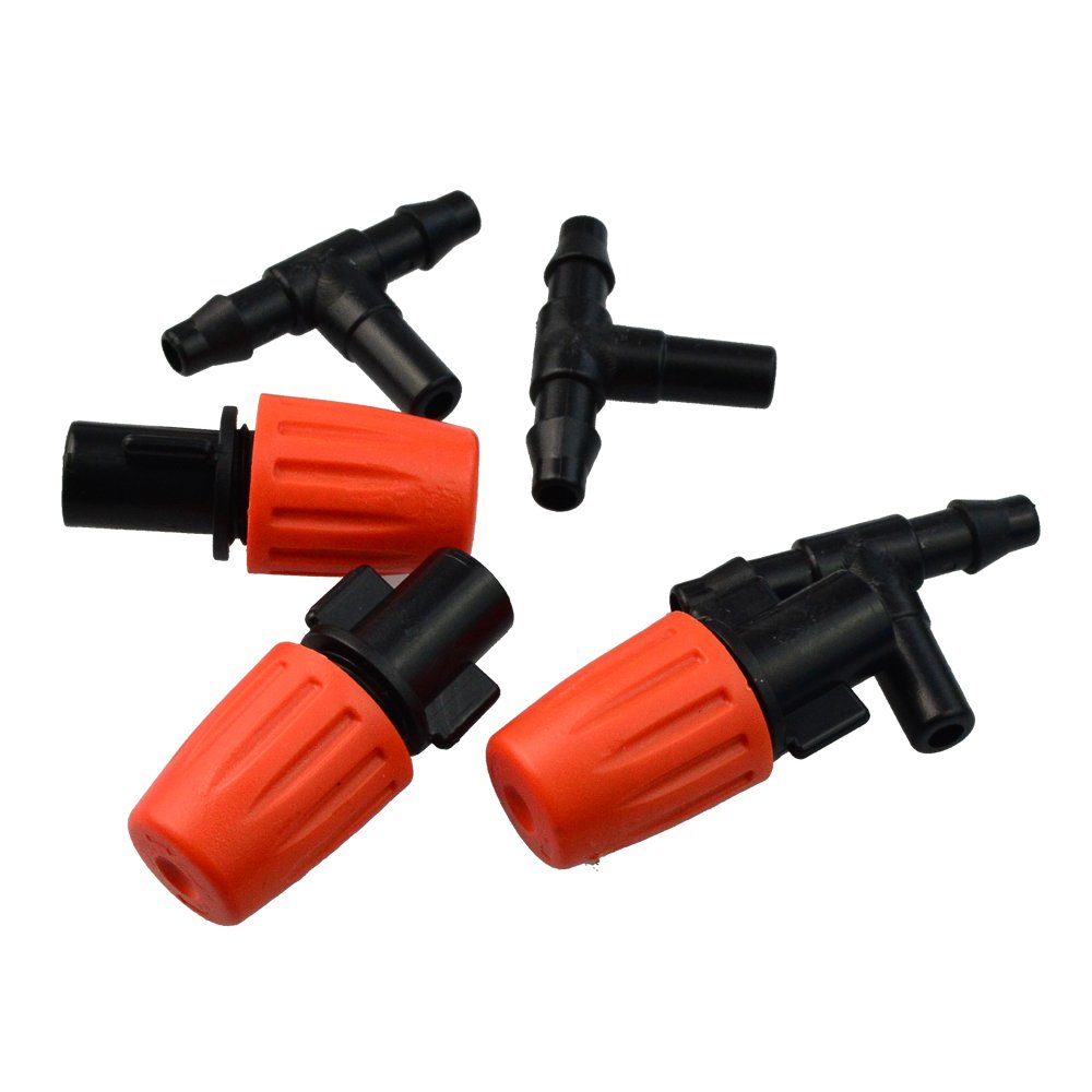 Mifengdaer 65pcs/set Adjustable Irrigation Kits System Self Plant Garden DIY Misting Automatic Watering Full Kits Water Irrigation System for Flower Beds, Decks, Landscape, Potted Plants and Vegetables, 591”(15m))