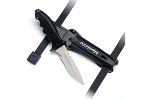 Atomic Aquatics Ti6 Titanium Durable Corrosion-Resistant Dive Knife with Lockable Sheath and Quick-Adjust Straps for Scuba Diving, Snorkeling