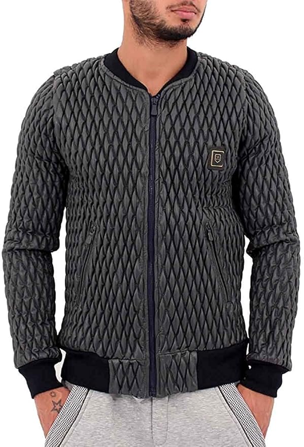 TIME IS MONEY Mens Boys PU Leather Bubble Hip Hop Slim Fit Designer