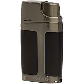 XIKAR ELX Double Jet Flame Butane Torch Lighter with 9mm Cigar Punch &ndash; Refillable Butane Lighter with Fuel Window &ndash; Wind-Resistant Adjustable Flame &ndash; Premium Cigar Accessory &ndash; Black with Gunmetal