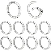 10 Pack Spring O Rings Round Carabiner Clip Key Ring Buckle Zinc Alloy Round Spring Snap Hooks for Keychain Keyring DIY Purse Handbag Chain Rings Clip Replacement (Silver)