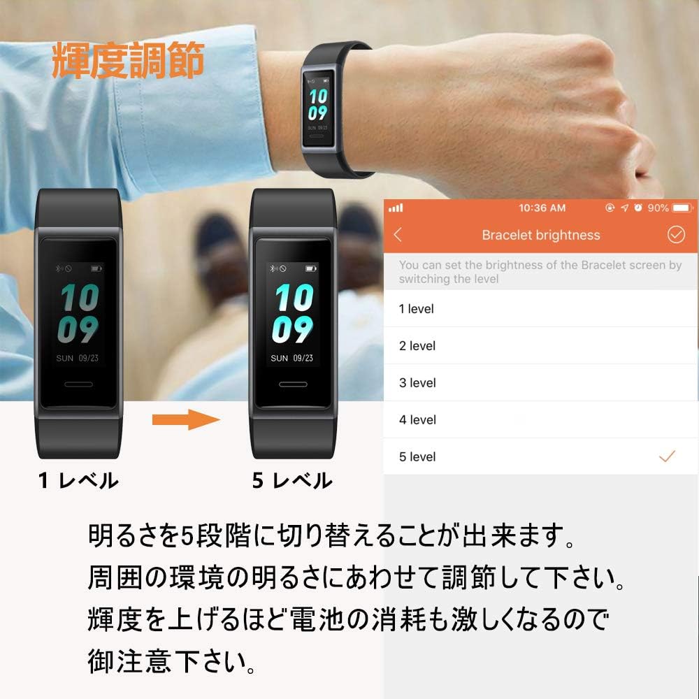 Yamay スマートウォッチ 歩数計 心拍計 活動量計 ストップウォッチ 着信通知 睡眠モニター IP68防水 スマートブレスレット